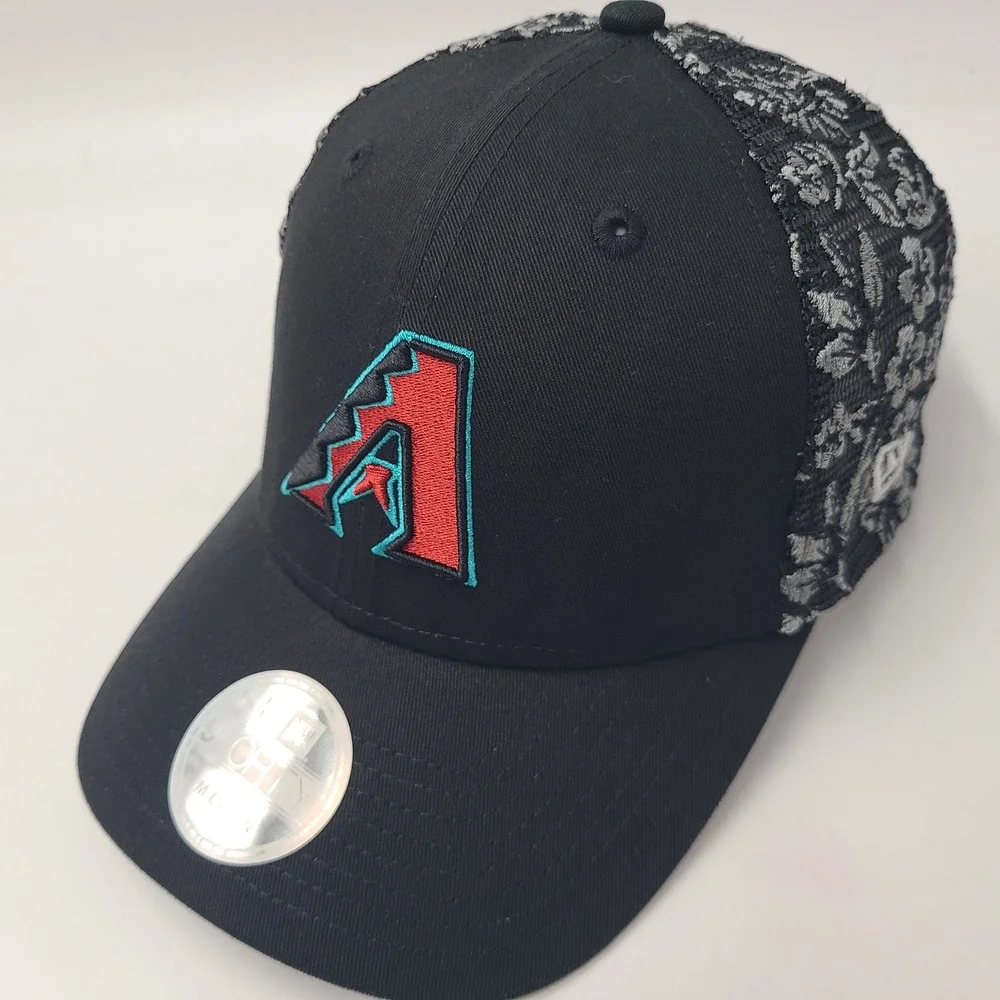 Women Arizona Diamondbacks Hat Snapback Mesh New Era 9Forty Black Floral M-Crown